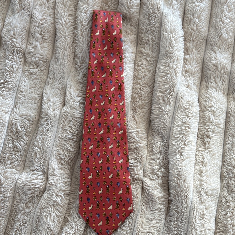 Salvatore Ferragamo Red and Yellow Patterned Tie